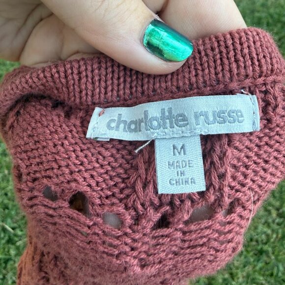 Charlotte Russe Rose Pink Crochet Crop Top (Size M) - Picture 3 of 4